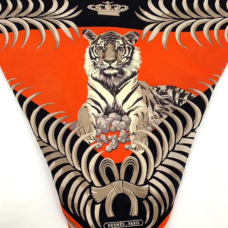Hermes Hermes Colorful Tiger Silk Triangle Scarf Size ONE SIZE - 4 Thumbnail