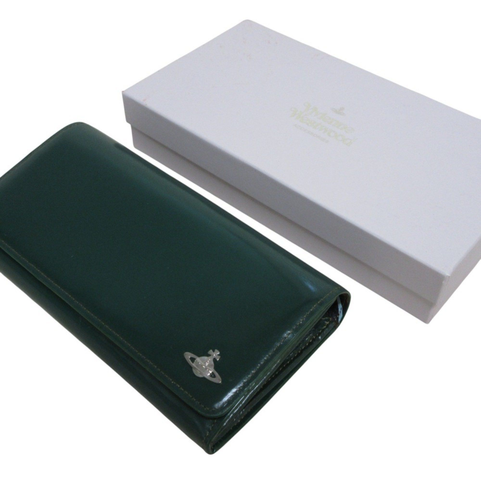 Vivienne Westwood Vivienne Westwood Leather Long Wallet, Bi-fold, Green, Women's Size ONE SIZE - 13 Thumbnail