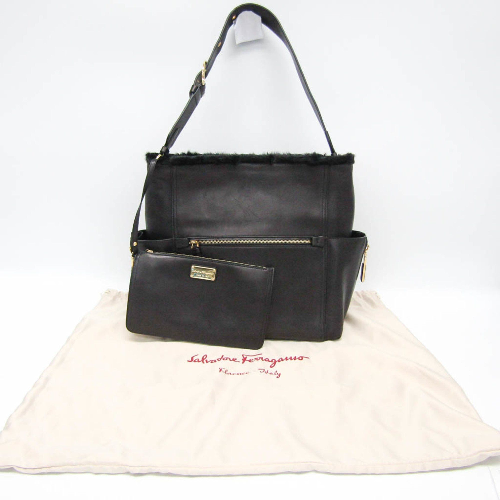 Salvatore Ferragamo Salvatore Ferragamo RG-21 G839 Women's Leather,Leather Tote Bag Black Size ONE SIZE - 2 Thumbnail