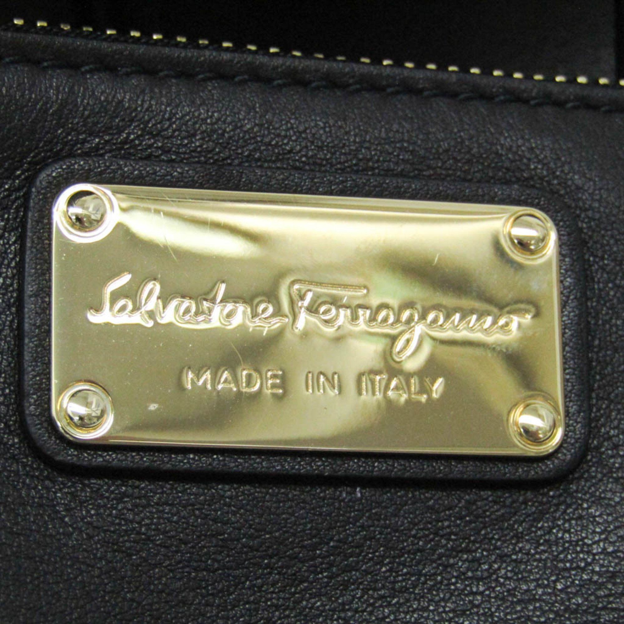 Salvatore Ferragamo Salvatore Ferragamo RG-21 G839 Women's Leather,Leather Tote Bag Black Size ONE SIZE - 11 Thumbnail