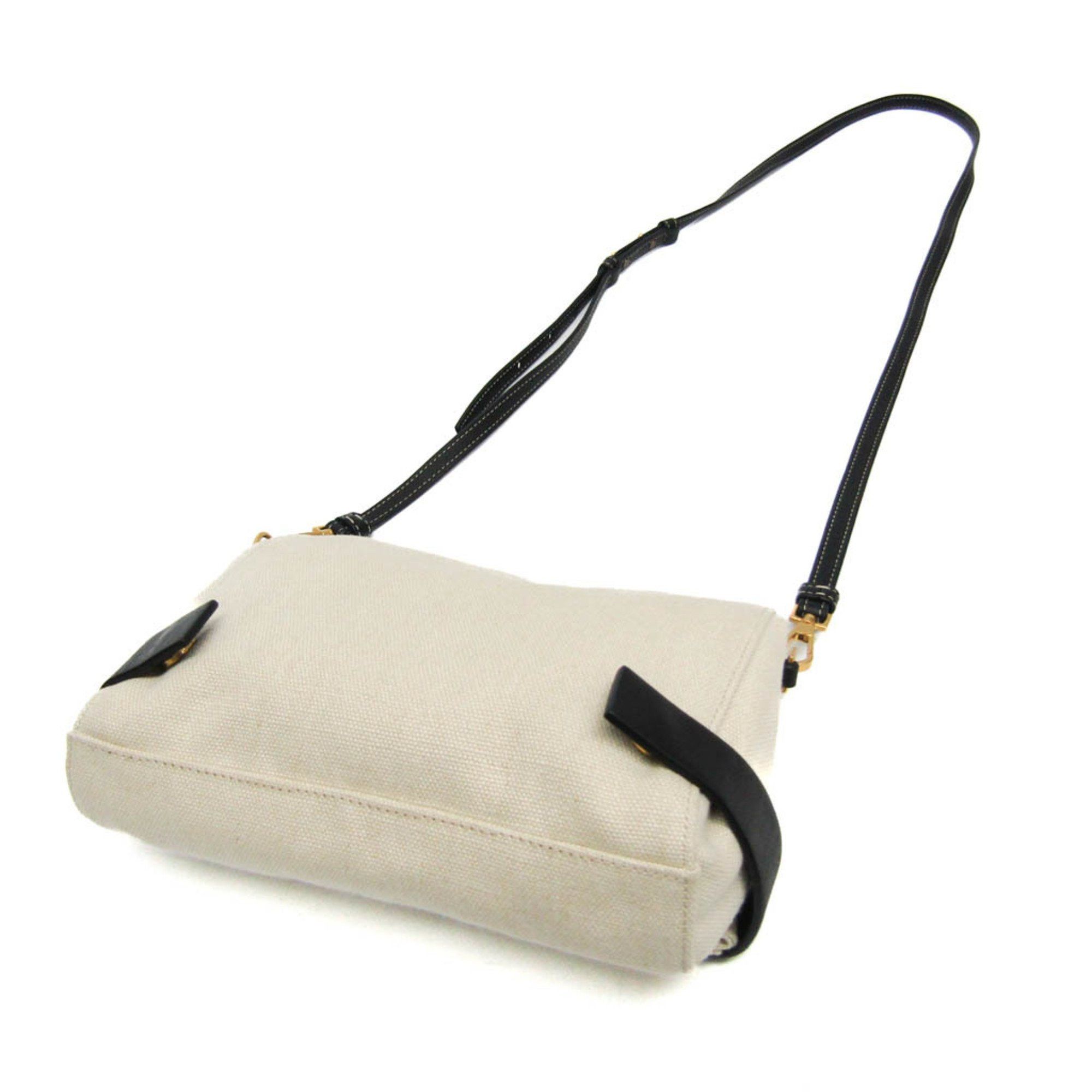 Bottega Veneta Bottega Veneta Women's Leather,Canvas Shoulder Bag Beige,Black Size ONE SIZE - 3 Thumbnail