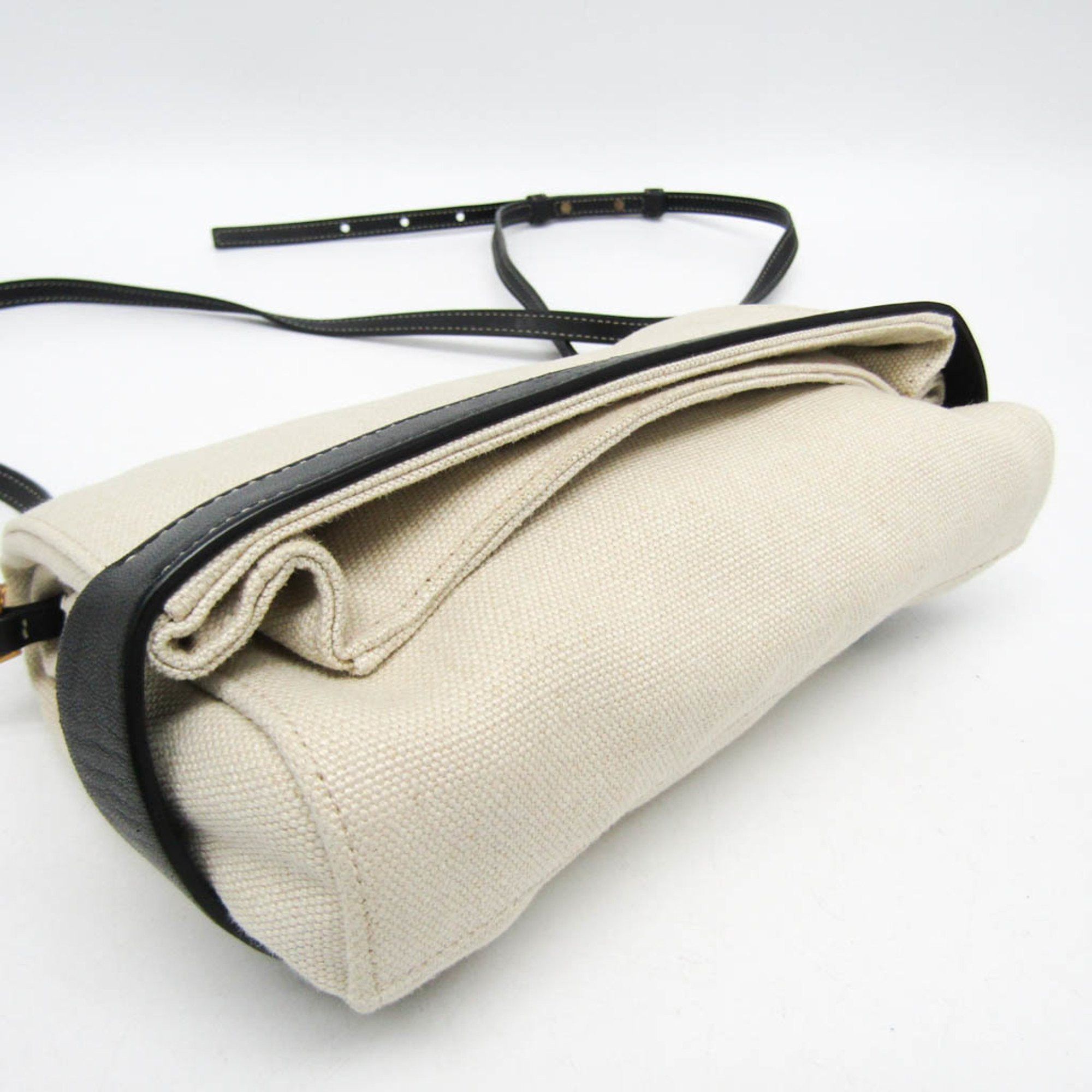 Bottega Veneta Bottega Veneta Women's Leather,Canvas Shoulder Bag Beige,Black Size ONE SIZE - 5 Thumbnail