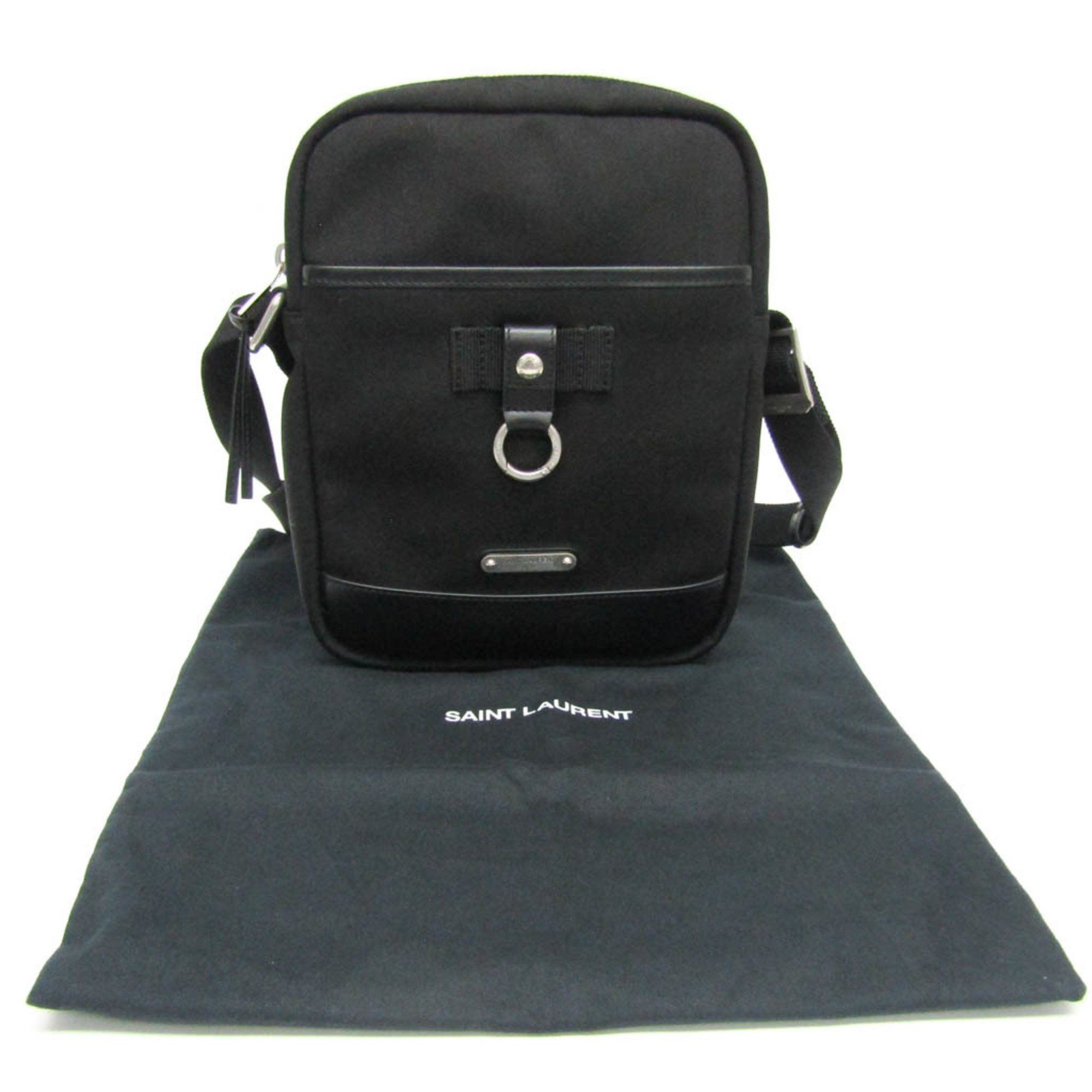 Saint Laurent Paris Saint Laurent Rivington 482777 Men,Women Leather,Canvas Shoulder Bag Black Size ONE SIZE - 2 Thumbnail