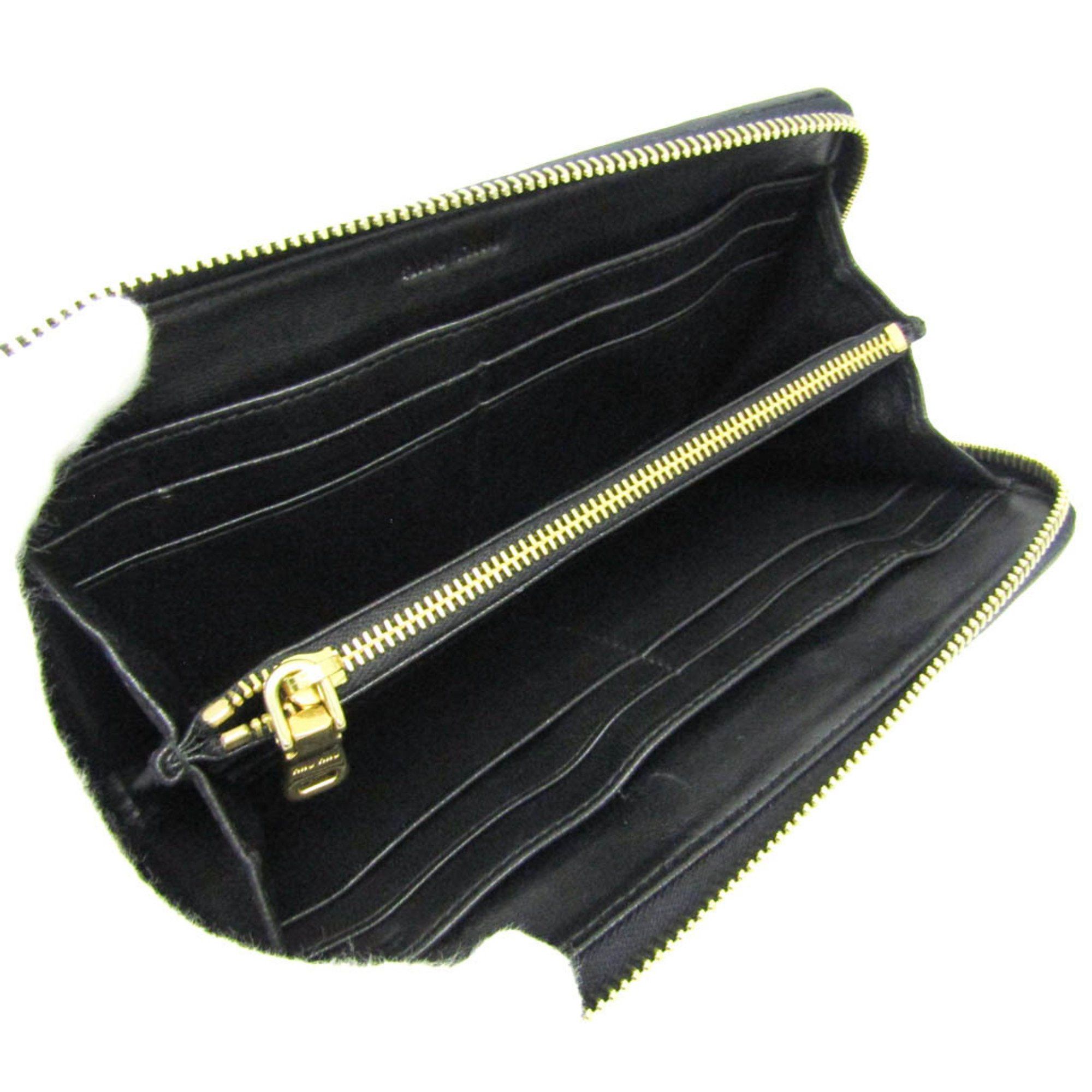 Miu Miu Miu Miu Matelasse 5M0506 Women's Leather Long Wallet (bi-fold) Black Size ONE SIZE - 4 Thumbnail