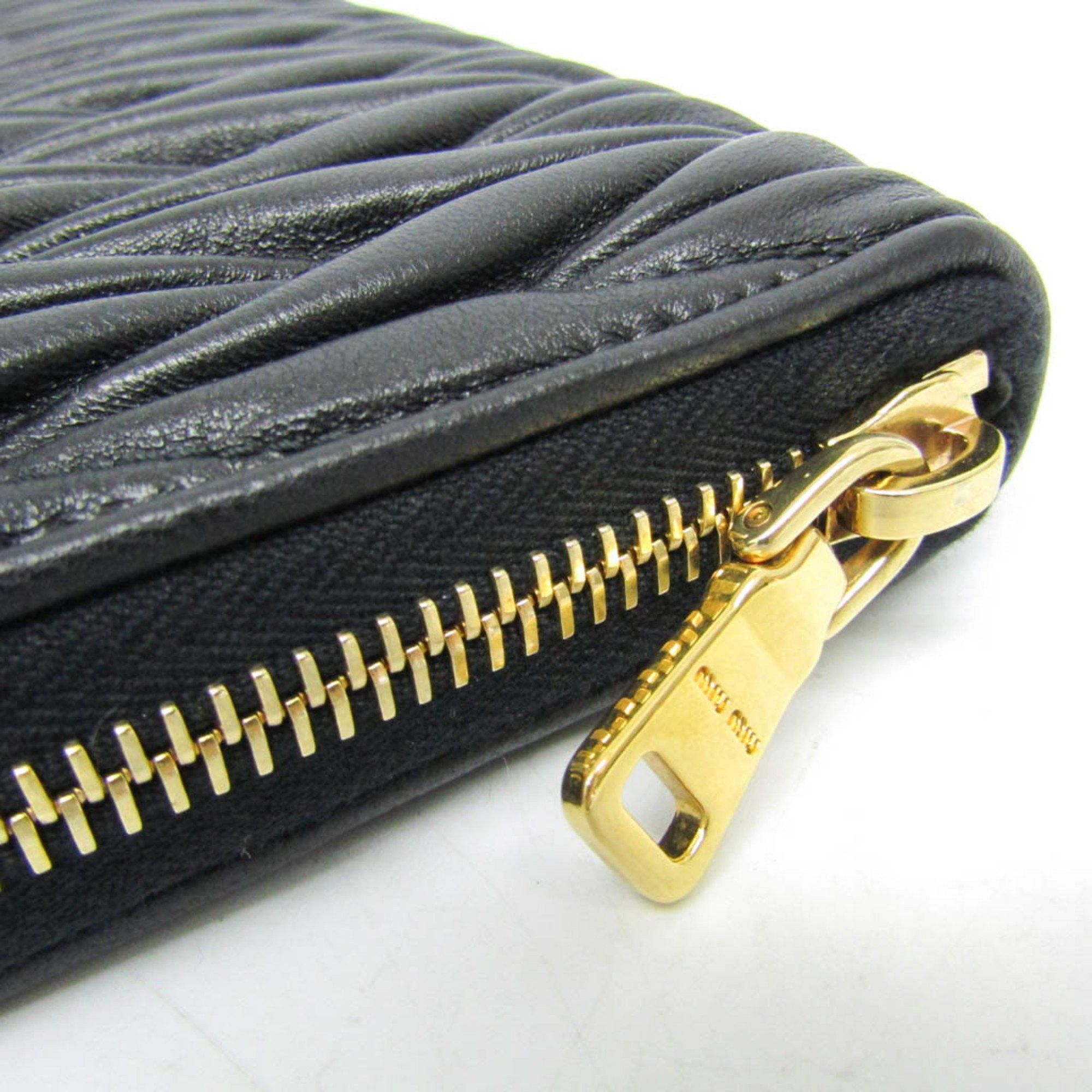 Miu Miu Miu Miu Matelasse 5M0506 Women's Leather Long Wallet (bi-fold) Black Size ONE SIZE - 7 Thumbnail