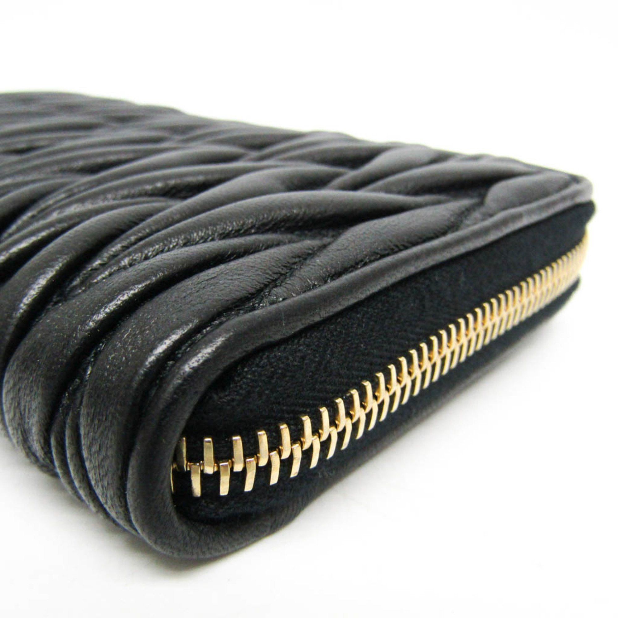 Miu Miu Miu Miu Matelasse 5M0506 Women's Leather Long Wallet (bi-fold) Black Size ONE SIZE - 6 Thumbnail