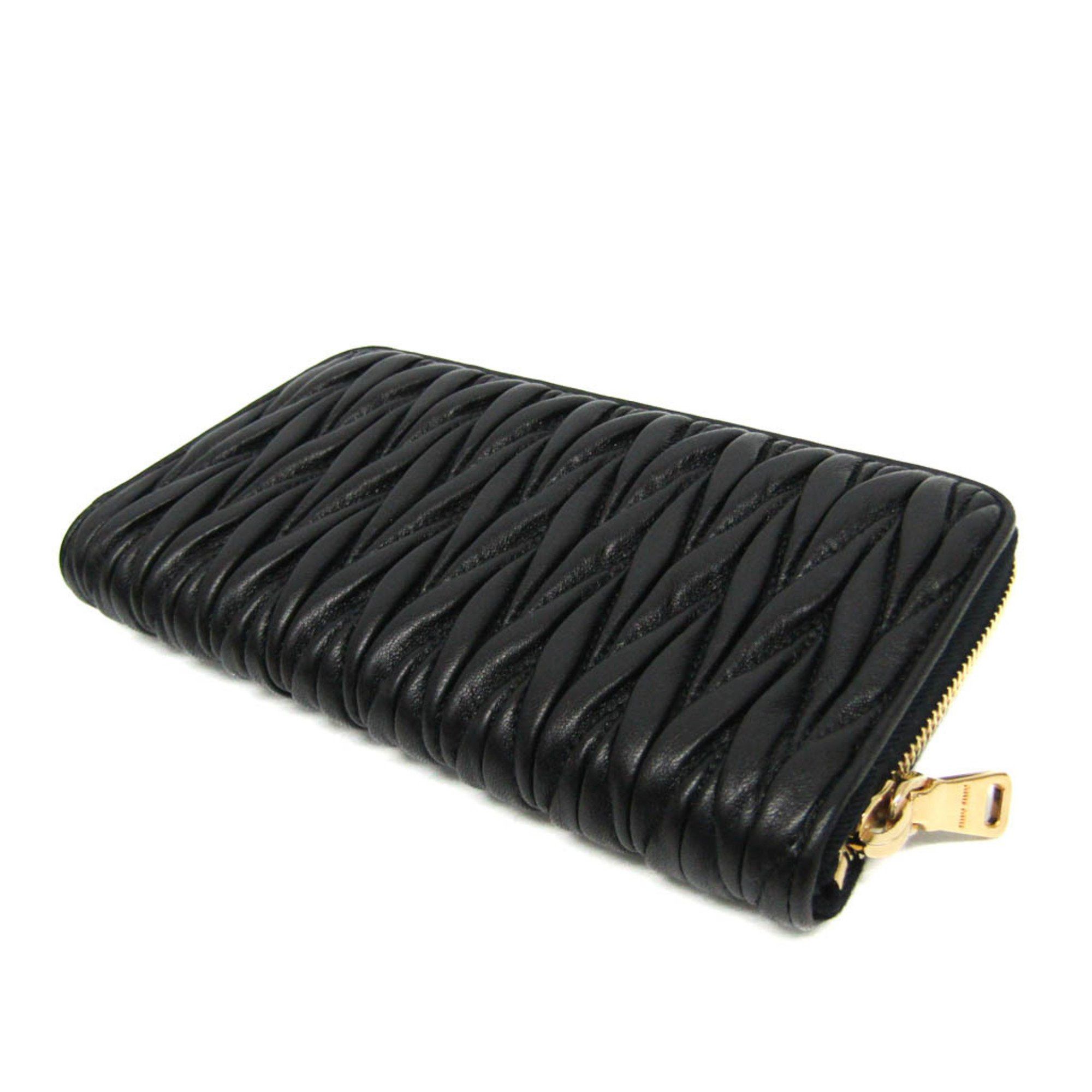 Miu Miu Miu Miu Matelasse 5M0506 Women's Leather Long Wallet (bi-fold) Black Size ONE SIZE - 3 Thumbnail