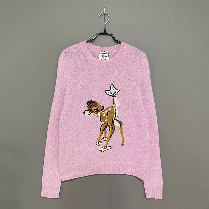 Prada Pink Knit Sweater with Deer Design Size M / US 6-8 / IT 42-44 - 2 Thumbnail