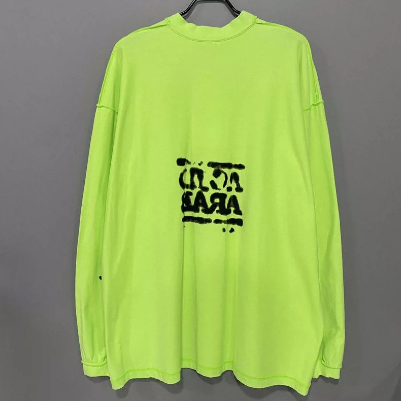 Balenciaga Fluorescent Green Logo Long Sleeve Top Size S / US 4 / IT 40 - 4 Thumbnail
