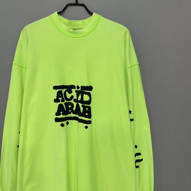 Balenciaga Fluorescent Green Logo Long Sleeve Top Size S / US 4 / IT 40 - 2 Thumbnail