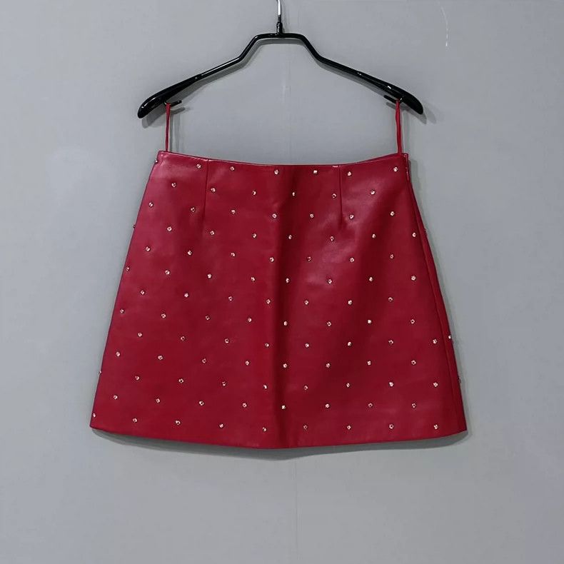 Miu Miu Full Rhinestone Leather Skirt by MIUMIU Size 40" / US 18 - 3 Thumbnail