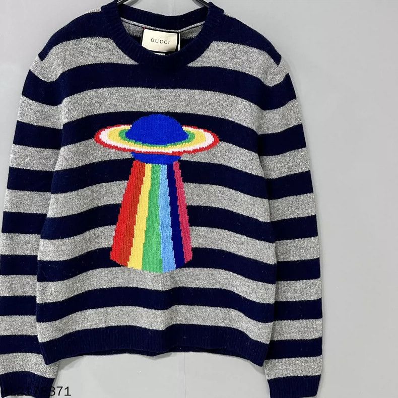 Gucci Gucci Rainbow Striped Gray Blue Sweater Size S / US 4 / IT 40 - 2 Thumbnail