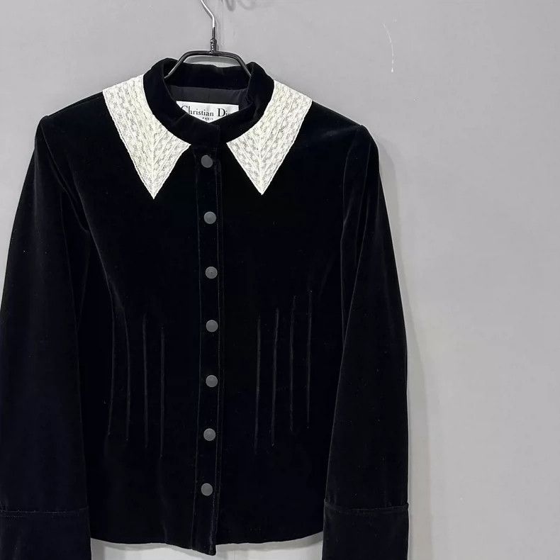 Dior Luxurious Velvet Lace Collar Jacket Size XS / US 0-2 / IT 36-38 - 2 Thumbnail