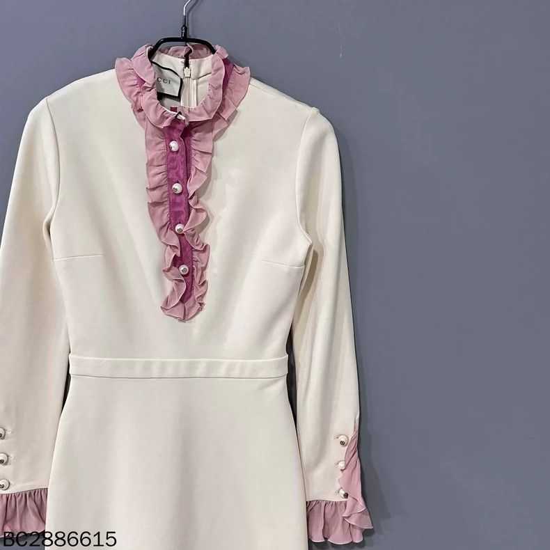 Gucci Ruffled Pearl Button Dress by GUCCI Size S / US 4 / IT 40 - 2 Thumbnail