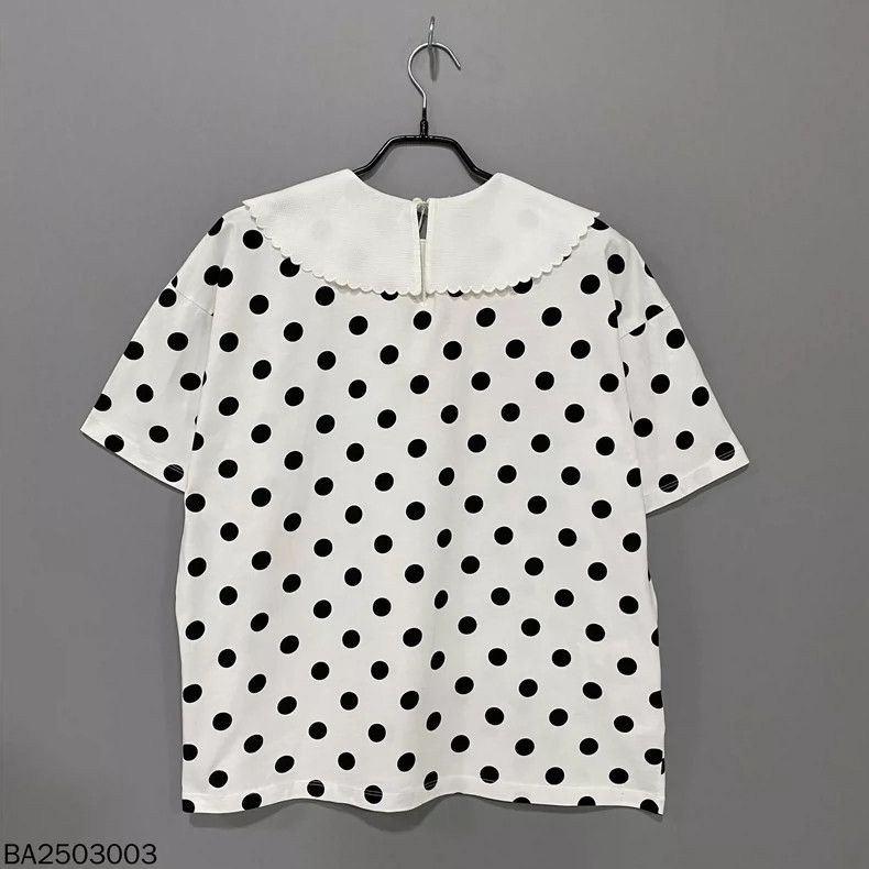 Prada Black Polka Dot Short Sleeve Top Size XS / US 0-2 / IT 36-38 - 3 Thumbnail