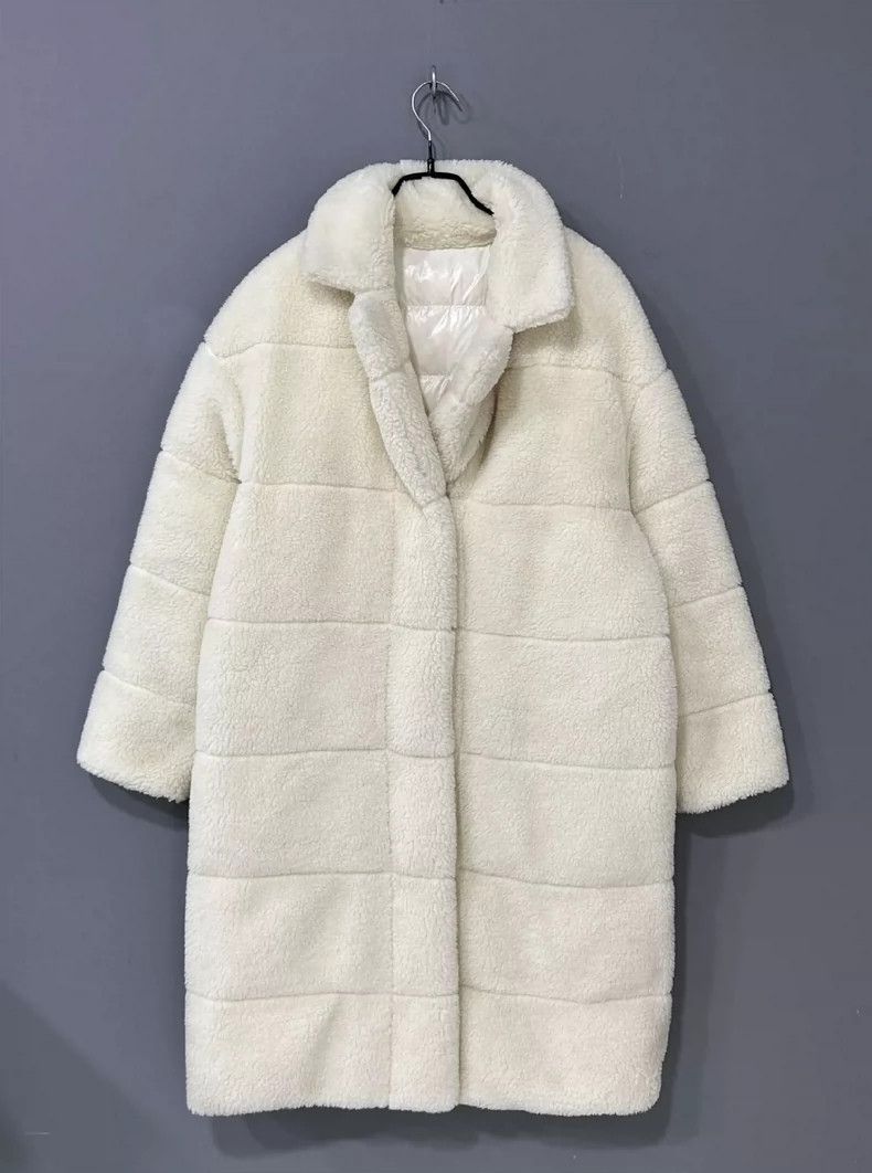 Moncler Cream Double-Sided Faux Fur Coat Size L / US 10 / IT 46 - 5 Thumbnail
