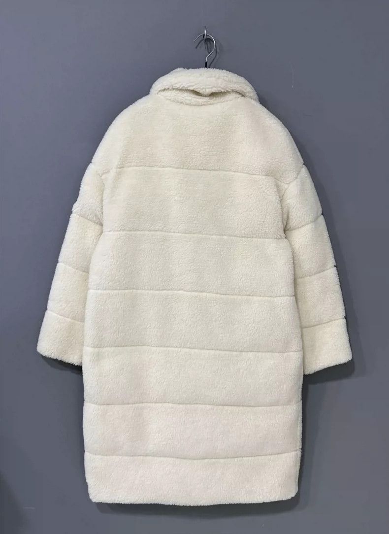 Moncler Cream Double-Sided Faux Fur Coat Size L / US 10 / IT 46 - 3 Thumbnail
