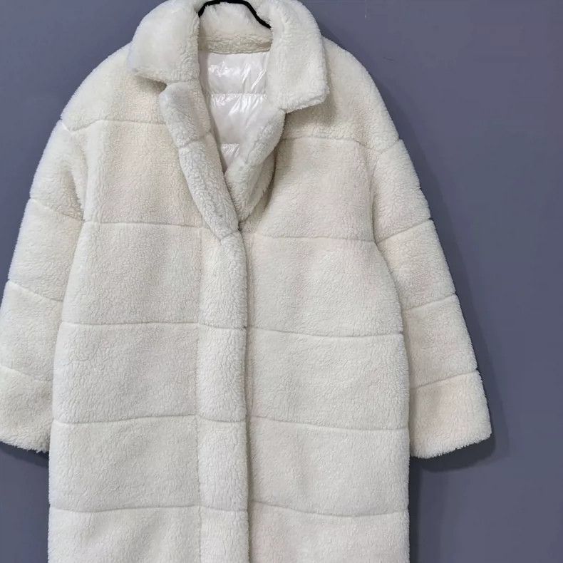 Moncler Cream Double-Sided Faux Fur Coat Size L / US 10 / IT 46 - 4 Thumbnail