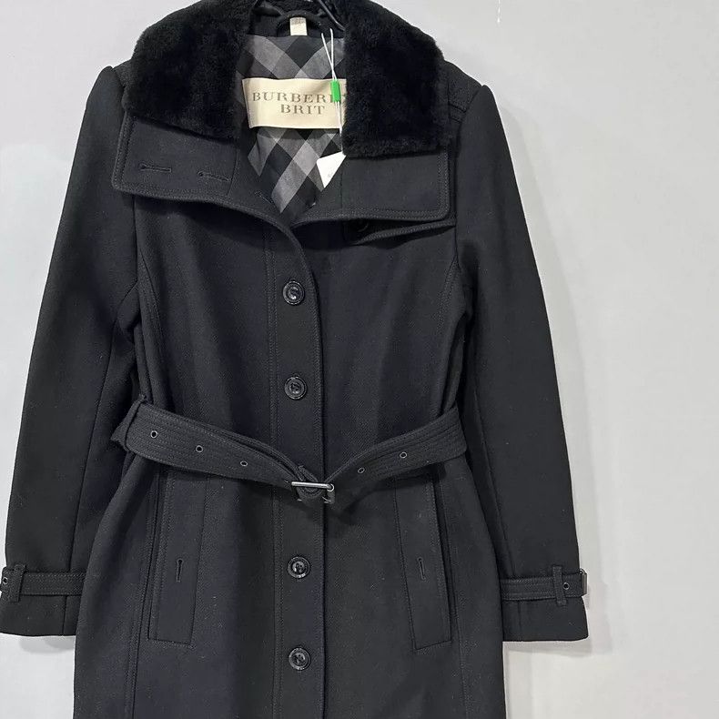 Burberry Black Wool Coat by Burberry Size S / US 4 / IT 40 - 2 Thumbnail