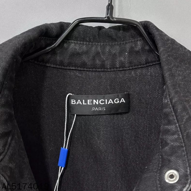 Balenciaga Black Wash Distressed Denim Jacket Size S / US 4 / IT 40 - 4 Thumbnail