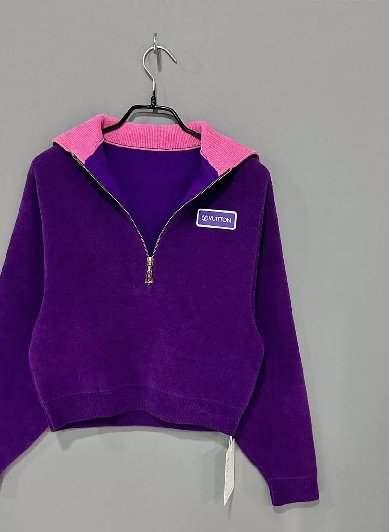 Louis Vuitton Navy Collar Half-Zip Hoodie Size ONE SIZE - 2 Thumbnail