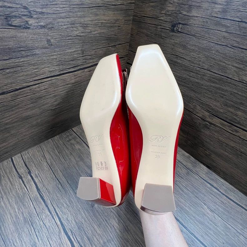 Roger Vivier Roger Vivier Red Buckle Mid-Heeled Shoes Size US 8 / IT 38 - 5 Thumbnail