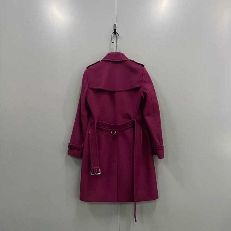 Burberry Burberry Double-Breasted Coat in Pink Purple Size S / US 4 / IT 40 - 2 Thumbnail