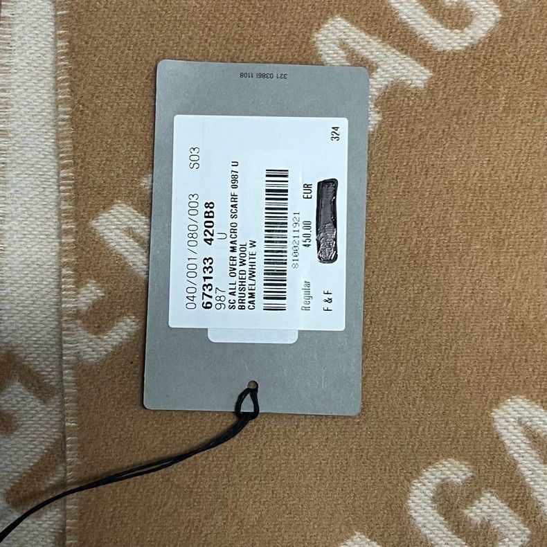 Balenciaga Balenciaga Brown Logo Wool Scarf Size ONE SIZE - 4 Thumbnail
