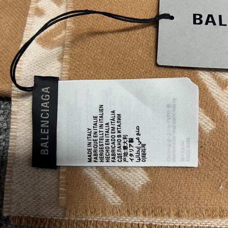 Balenciaga Balenciaga Brown Logo Wool Scarf Size ONE SIZE - 2 Thumbnail