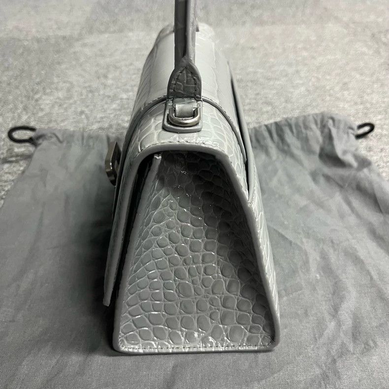 Balenciaga Balenciaga Gray Crocodile Leather Hourglass Bag Size ONE SIZE - 4 Thumbnail