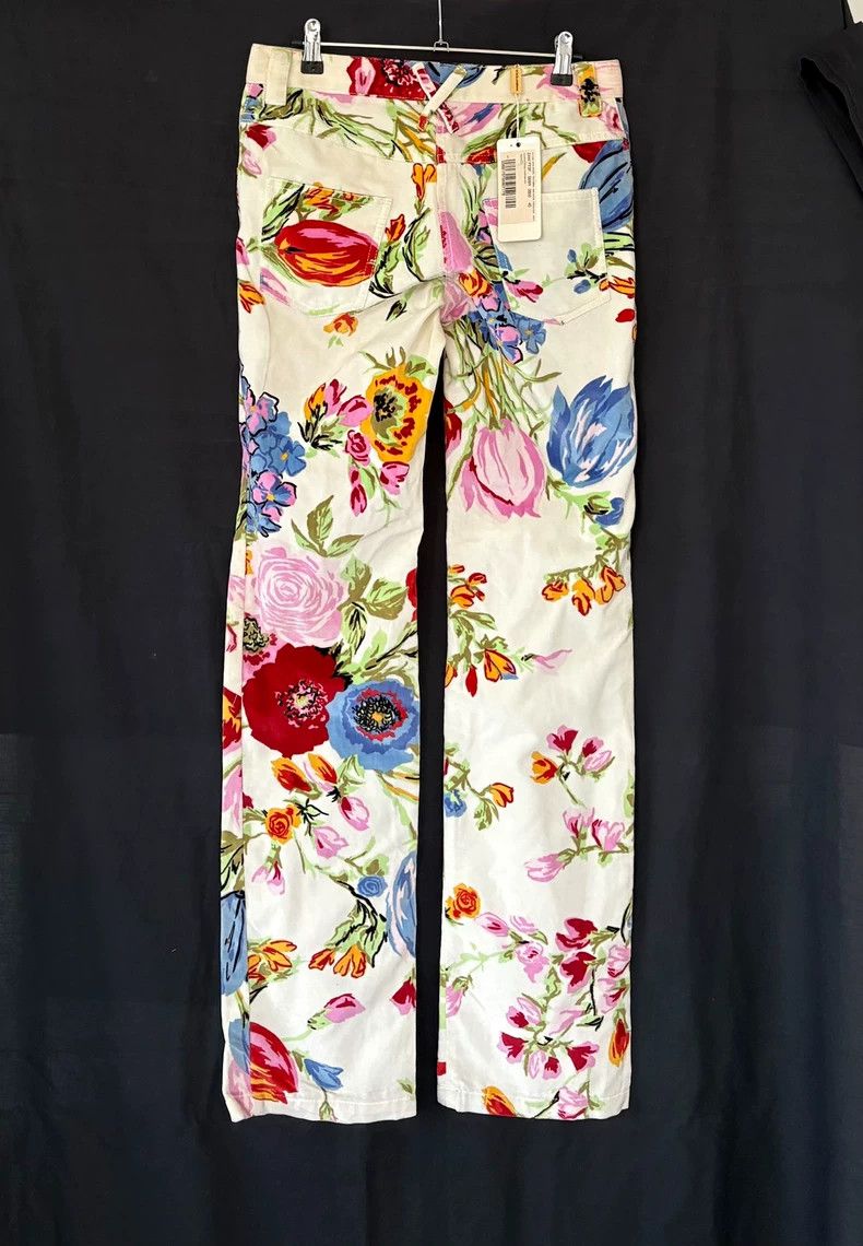 Dolce & Gabbana Floral Print Velvet Pants Size 40" / US 18 - 2 Thumbnail