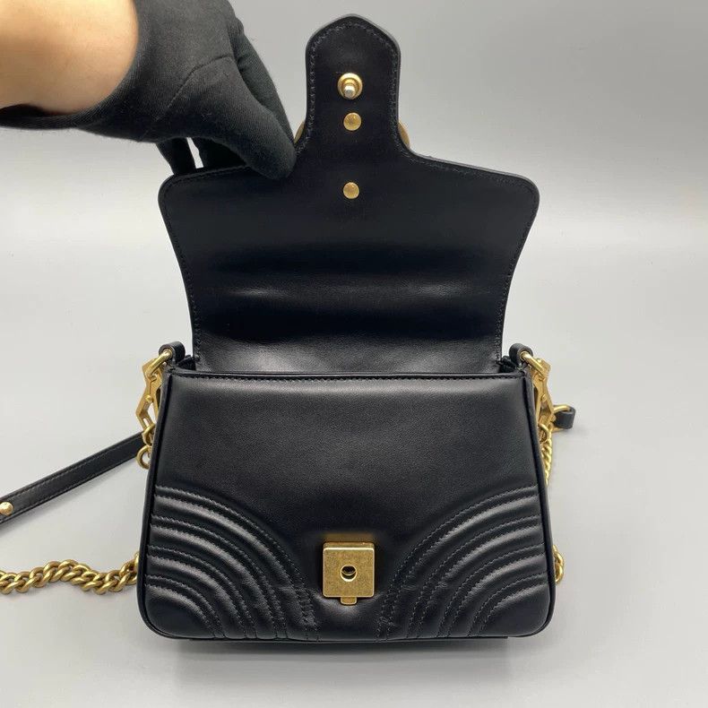 Gucci GUCCI Marmont Messenger Handbag with Gold Accents Size ONE SIZE - 8 Thumbnail