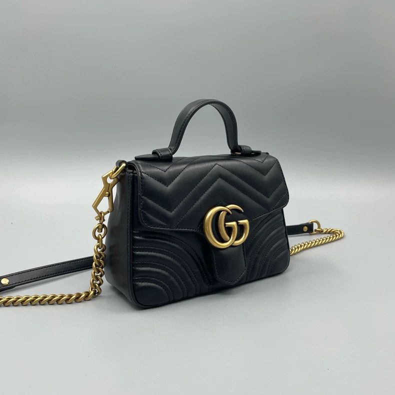 Gucci GUCCI Marmont Messenger Handbag with Gold Accents Size ONE SIZE - 6 Thumbnail
