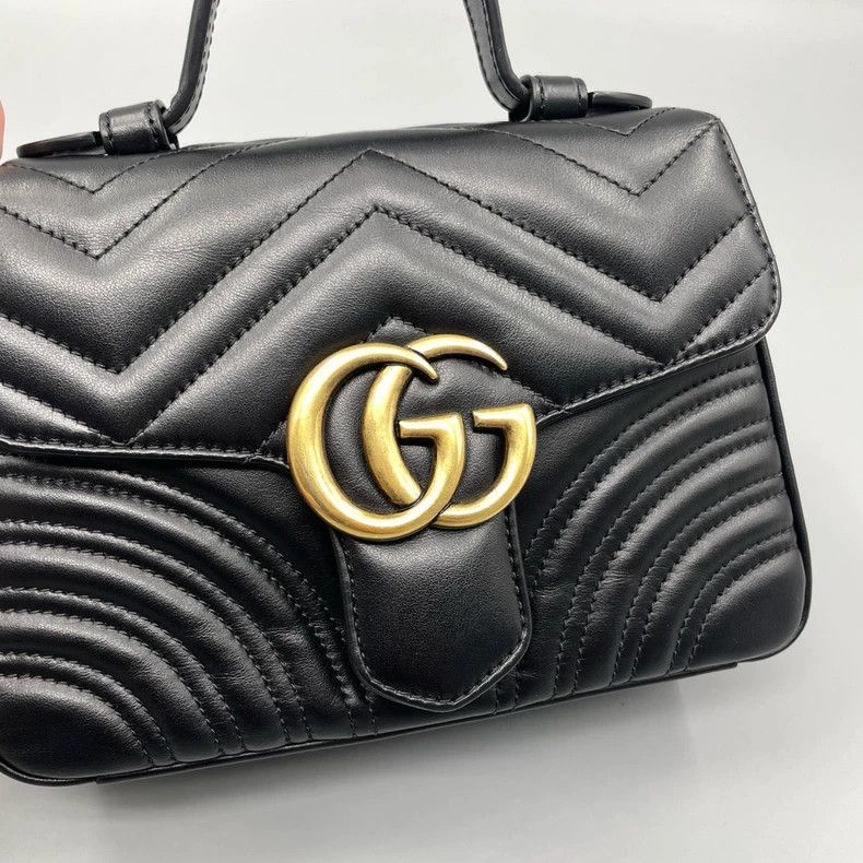 Gucci GUCCI Marmont Messenger Handbag with Gold Accents Size ONE SIZE - 7 Thumbnail