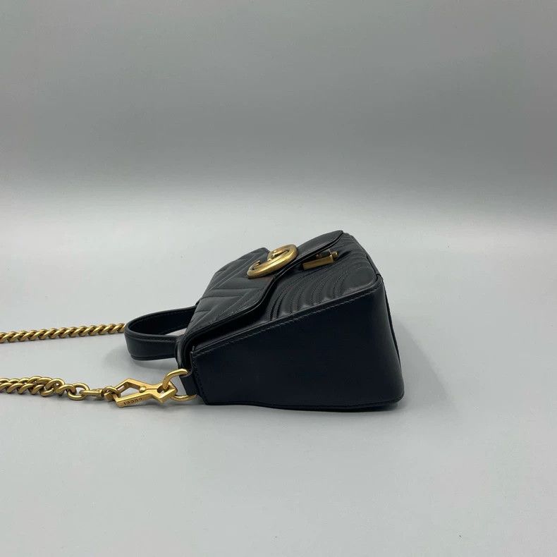Gucci GUCCI Marmont Messenger Handbag with Gold Accents Size ONE SIZE - 3 Thumbnail