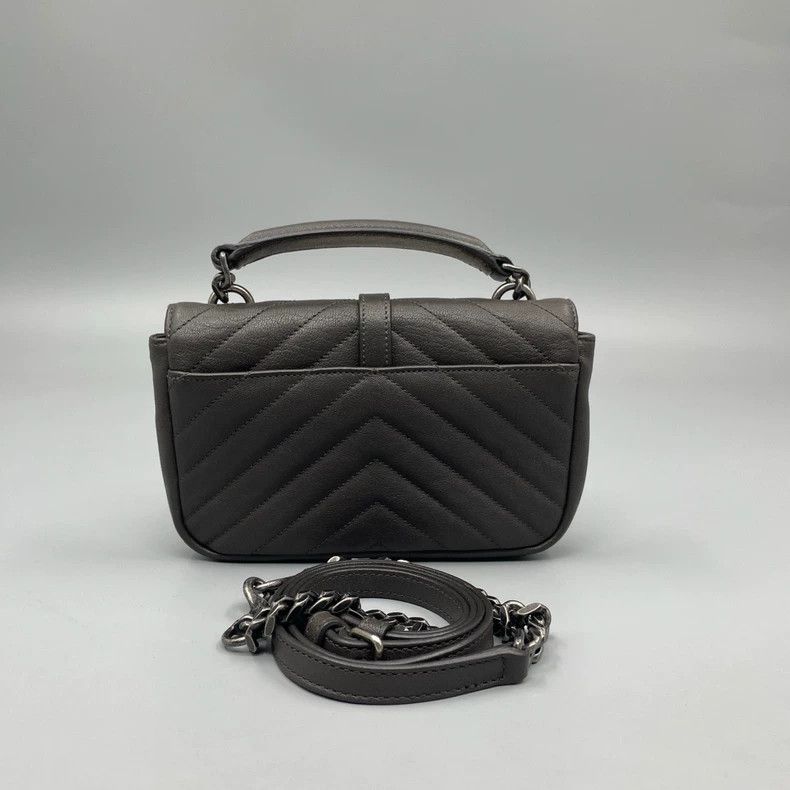 Yves Saint Laurent YSL Gray Silver V-Pattern Mini Crossbody Bag Size ONE SIZE - 2 Thumbnail