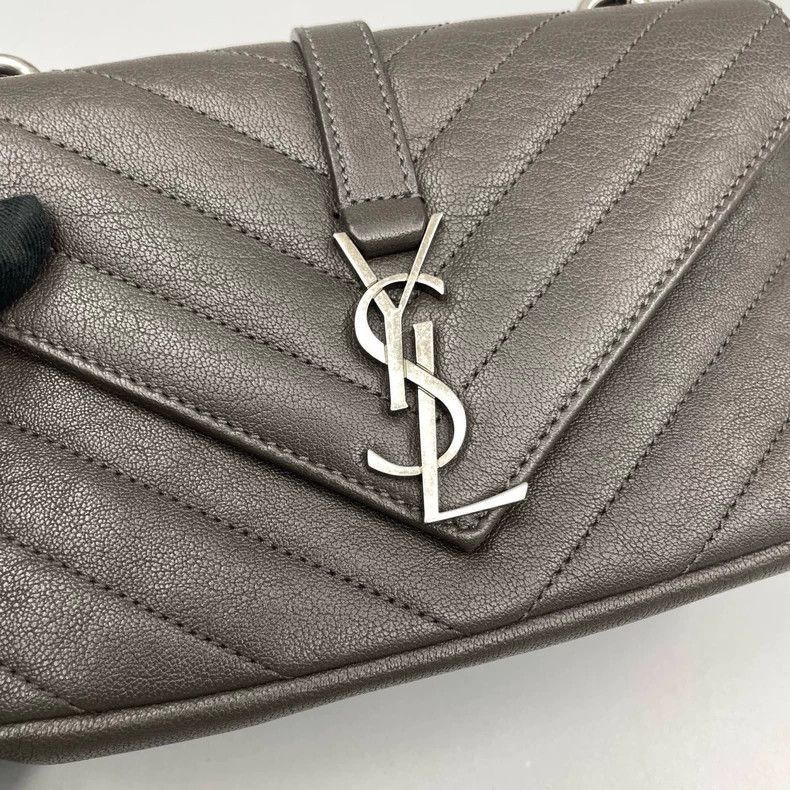 Yves Saint Laurent YSL Gray Silver V-Pattern Mini Crossbody Bag Size ONE SIZE - 6 Thumbnail