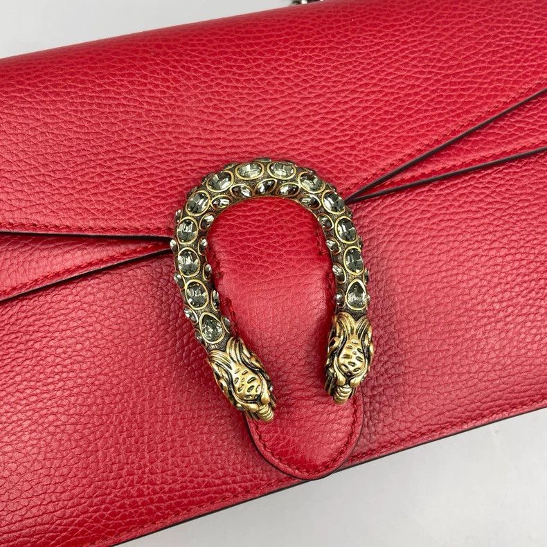 Gucci Gucci Red Leather Shoulder Bag with Buckle Size ONE SIZE - 6 Thumbnail