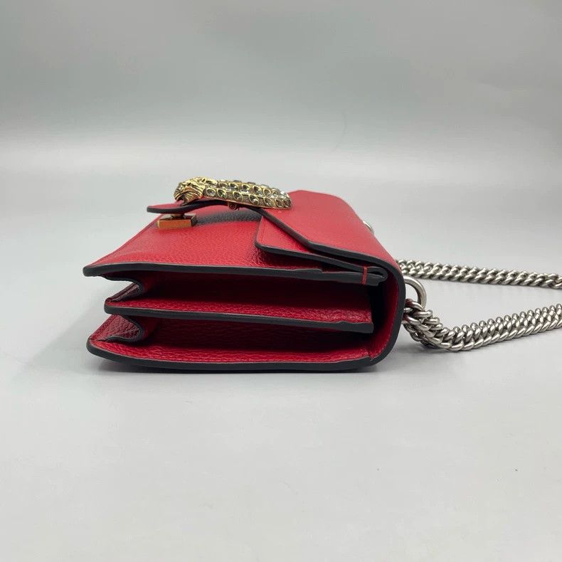Gucci Gucci Red Leather Shoulder Bag with Buckle Size ONE SIZE - 5 Thumbnail
