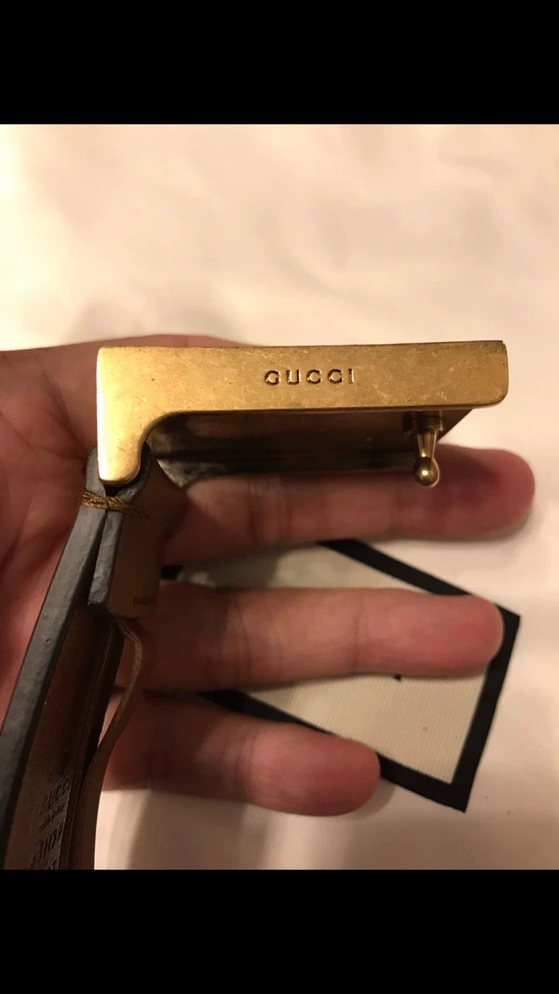 Gucci Gucci Belt with Bronze Metal Buckle Size ONE SIZE - 3 Thumbnail