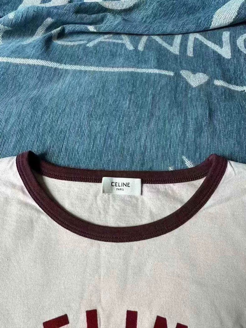 Celine Celine Pink Velvet Logo Short Sleeve Tee Size XS / US 0-2 / IT 36-38 - 2 Thumbnail