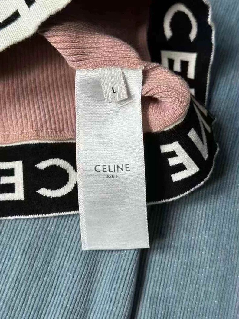 Celine Celine Pink Knit Crop Top Size L / US 10 / IT 46 - 2 Thumbnail