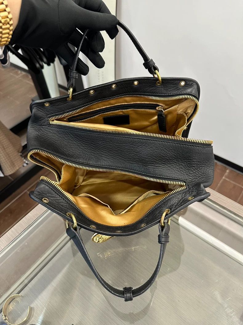 Versace Versace Black Gold Safety Pin Shoulder Bag Size ONE SIZE - 7 Thumbnail