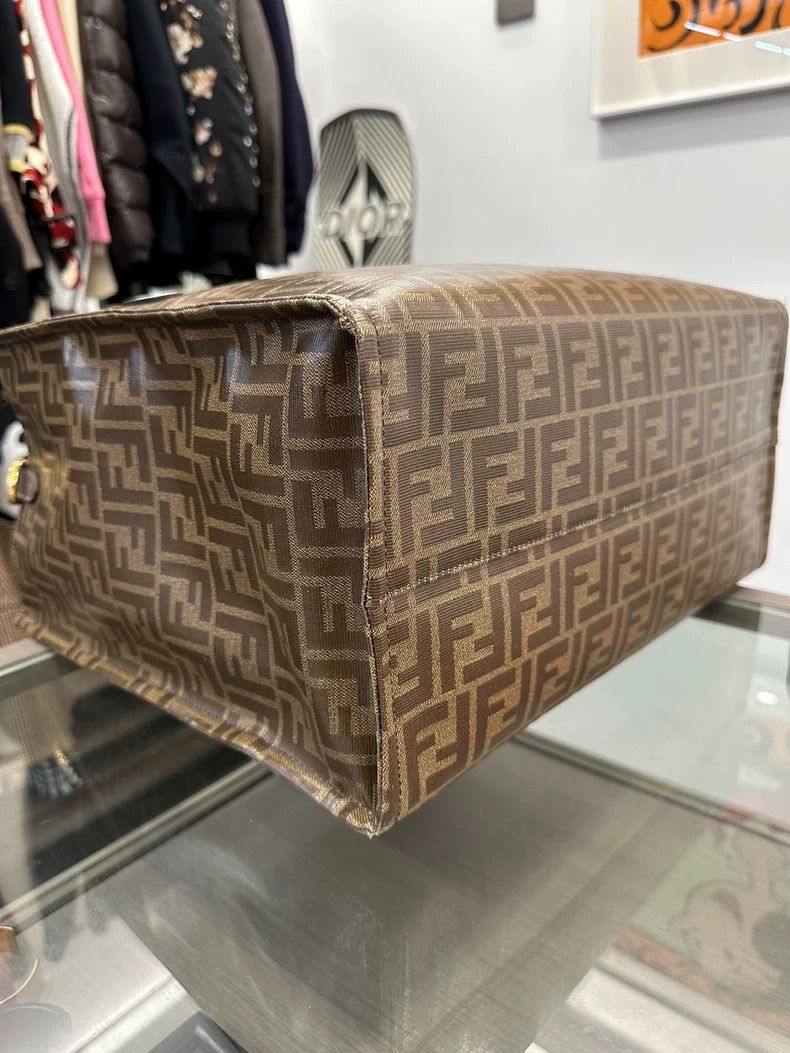 Fendi Fendi Brown Logo Print Tote Handbag 38cm Size ONE SIZE - 5 Thumbnail