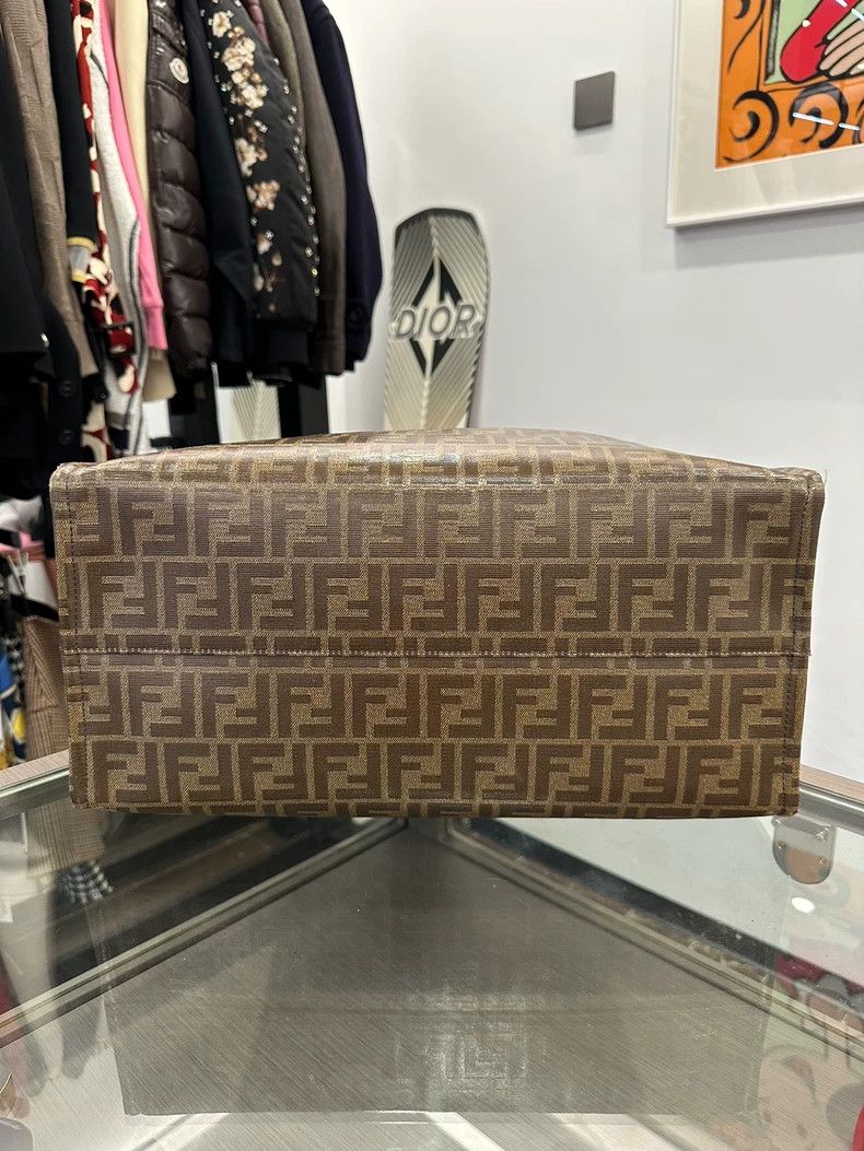 Fendi Fendi Brown Logo Print Tote Handbag 38cm Size ONE SIZE - 4 Thumbnail