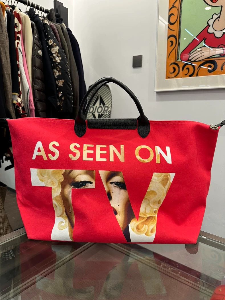Longchamp LongChamp Red Printed Tote Bag with Logo Size ONE SIZE - 2 Thumbnail