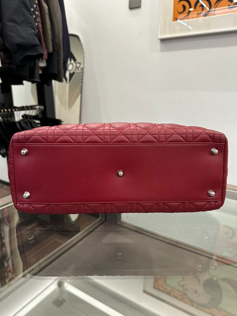 Dior Lady Dior Red Lambskin Handbag 33cm Size ONE SIZE - 4 Thumbnail
