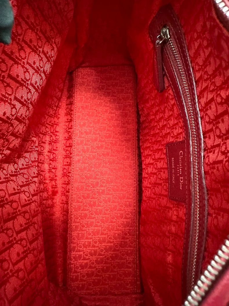 Dior Lady Dior Red Lambskin Handbag 33cm Size ONE SIZE - 7 Thumbnail