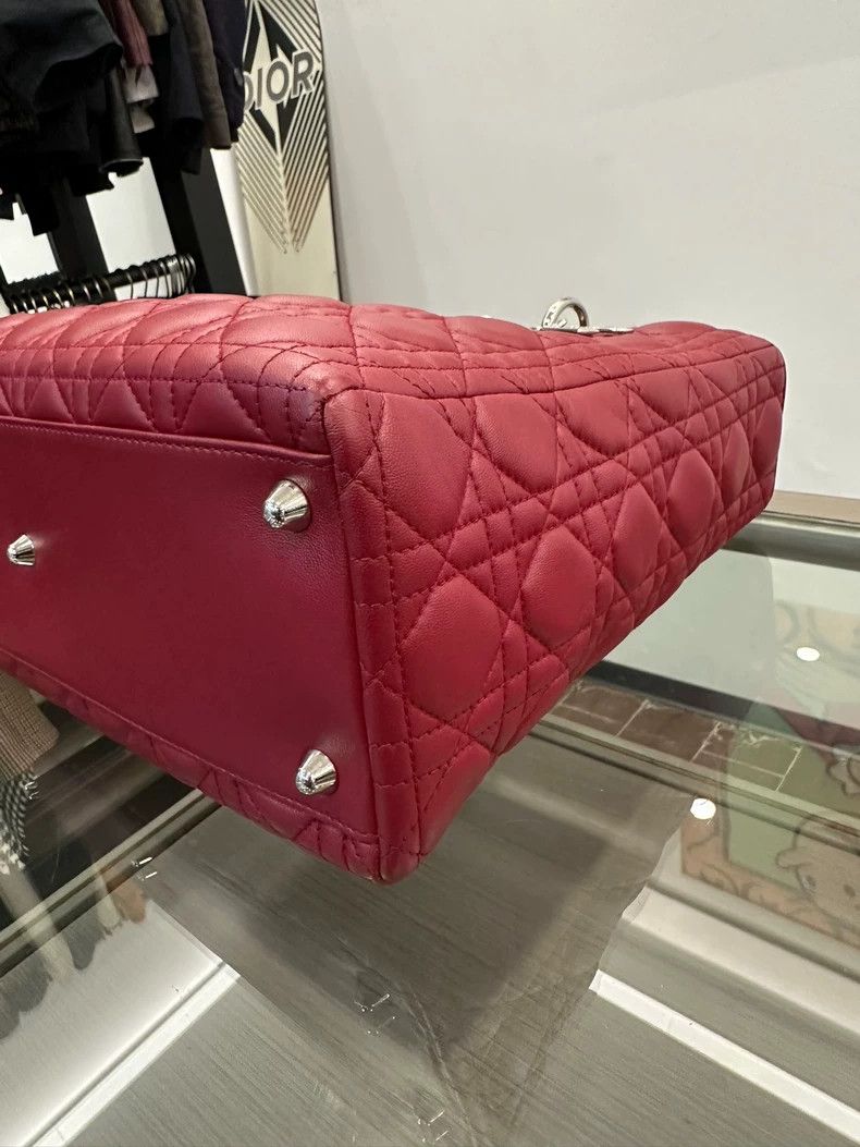 Dior Lady Dior Red Lambskin Handbag 33cm Size ONE SIZE - 6 Thumbnail