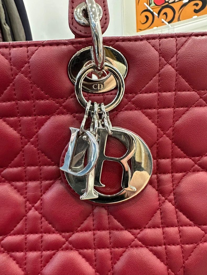 Dior Lady Dior Red Lambskin Handbag 33cm Size ONE SIZE - 3 Thumbnail